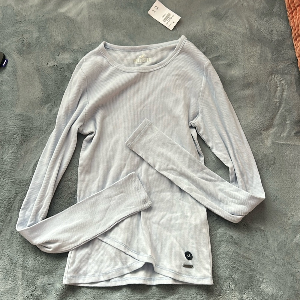 NWT Hollister long sleeve light blue top!